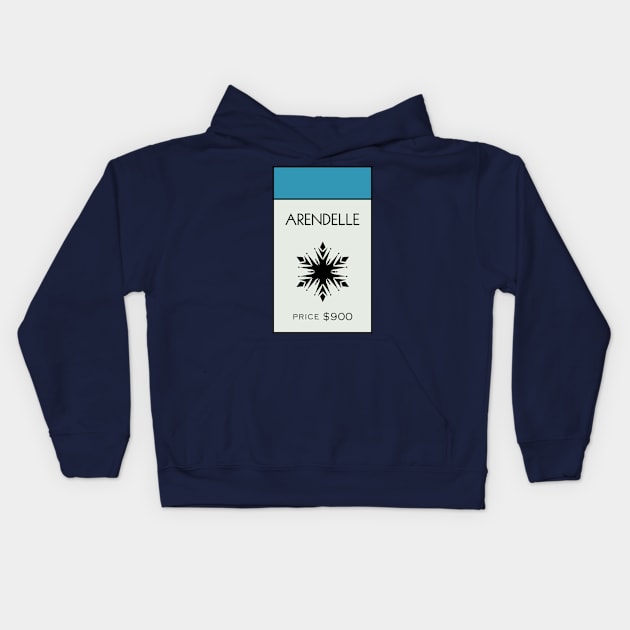 Arendelle Location Card Kids Hoodie by huckblade